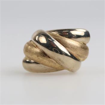 14kt Tri Colored Gold Hollow Hoop Single Earring