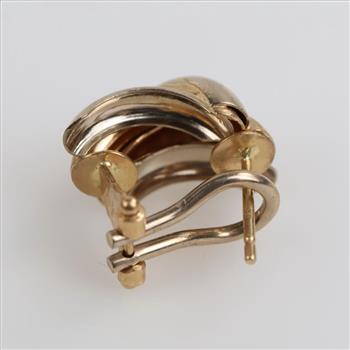14kt Tri Colored Gold Hollow Hoop Single Earring