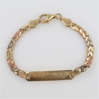 14kt Tri Colored Gold ID Bracelet