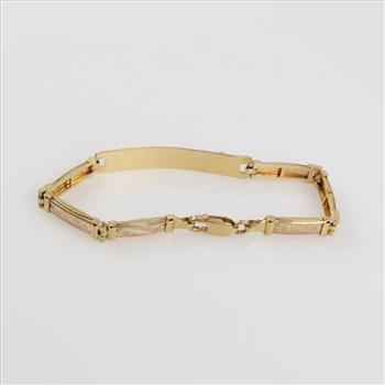 14kt Tri Colored Gold ID Bracelet