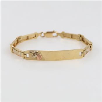 14kt Tri Colored Gold ID Bracelet