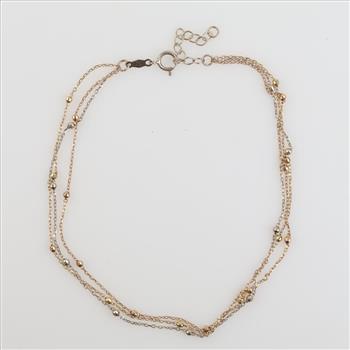 14kt Tri Colored Gold Multi Strand Bracelet