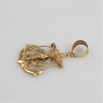 14kt Tri Colored Gold Religious Pendant