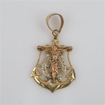14kt Tri Colored Gold Religious Pendant