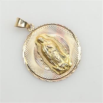 14kt Tri Colored Gold Religious Pendant