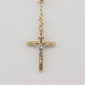 14kt Tri-color Gold Beaded Rosary Necklace