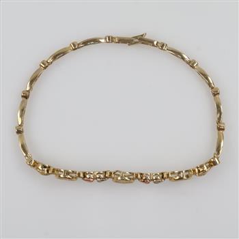 14kt Tri-Color Gold Clear Stone Religious Bracelet