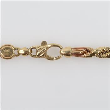 14kt Tri-Color Gold Fancy Rope Link Necklace -Evaluated By Our Certified Gemologist - AGS / GIA