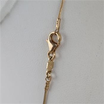 14kt Tri-Color Gold Hollow Heart Charm And Bead Necklace