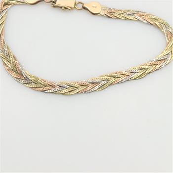 14kt Tri-Colored Gold Braided Bracelet