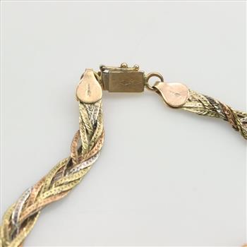 14kt Tri-Colored Gold Braided Bracelet
