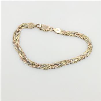 14kt Tri-Colored Gold Braided Bracelet