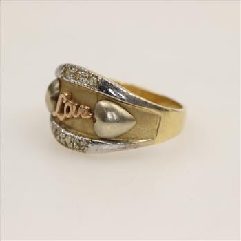 14kt Tri-Colored Gold Cubic Zirconia Ring