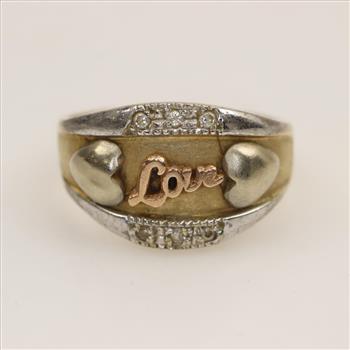 14kt Tri-Colored Gold Cubic Zirconia Ring