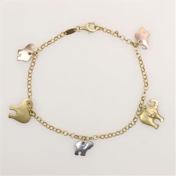 14kt Tri-Colored Gold Elephant Bracelet