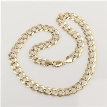 14kt Two Tone Curb Link Chain Necklace- Evaluated By Our Certified Gemologist-AGS/GIA
