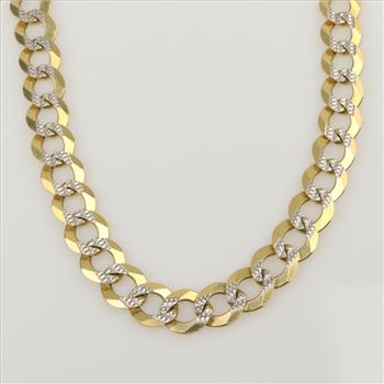 14kt Two Tone Curb Link Chain Necklace- Evaluated By Our Certified Gemologist-AGS/GIA