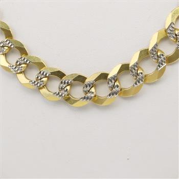 14kt Two Tone Curb Link Chain Necklace- Evaluated By Our Certified Gemologist-AGS/GIA