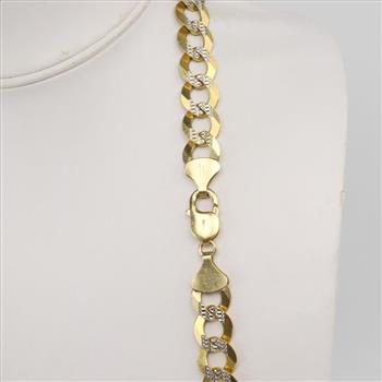14kt Two Tone Curb Link Chain Necklace- Evaluated By Our Certified Gemologist-AGS/GIA