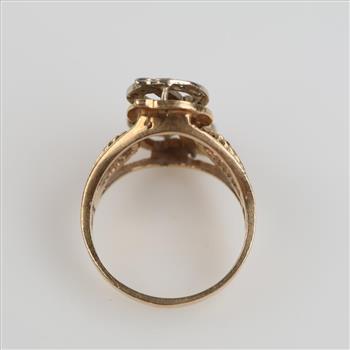 14kt Two Tone GF Diamond B Initial Ring
