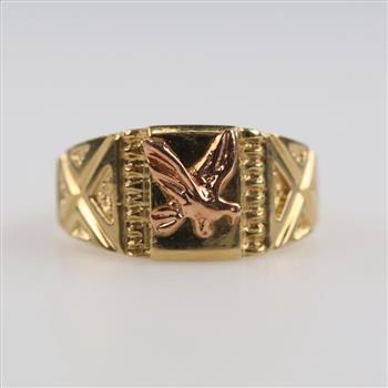 14kt Two Tone Gold Bird Signet Ring