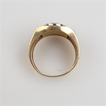 14kt Two Tone Gold Black Stone Clear Stone Accent Ring