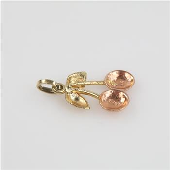 14kt Two Tone Gold Cherry Pendant