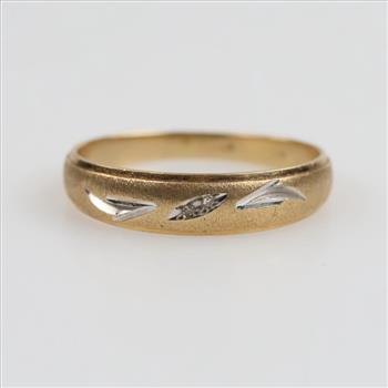 14kt Two Tone Gold Clear Stone Accent Band