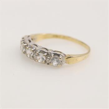 14kt Two Tone Gold Clear Stone Band