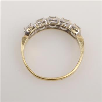 14kt Two Tone Gold Clear Stone Band