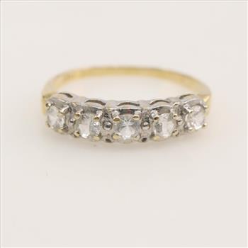 14kt Two Tone Gold Clear Stone Band