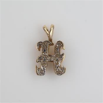 14kt Two Tone Gold Clear Stone Initial Pendant