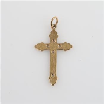 14kt Two Tone Gold Clear Stone Pendant