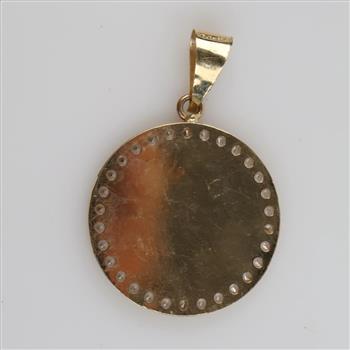 14kt Two Tone Gold Clear Stone Religious Pendant