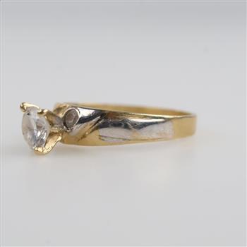 14kt Two Tone Gold Clear Stone Ring