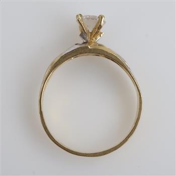 14kt Two Tone Gold Clear Stone Ring