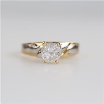 14kt Two Tone Gold Clear Stone Ring