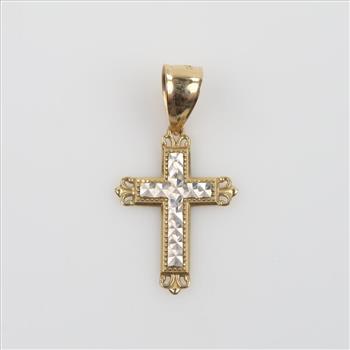 14kt Two Tone Gold Cross Pendant
