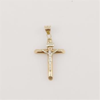 14kt Two Tone Gold Cross Pendant