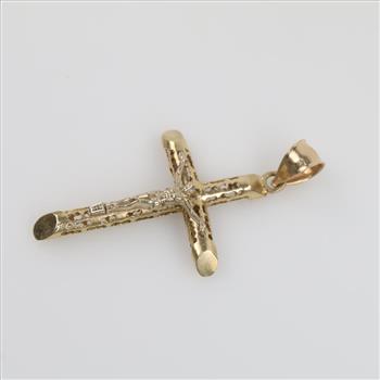 14kt Two Tone Gold Cross Pendant