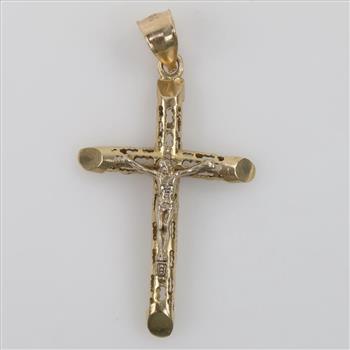 14kt Two Tone Gold Cross Pendant