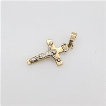 14kt Two Tone Gold Cross Pendant