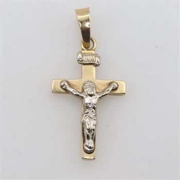 14kt Two Tone Gold Cross Pendant