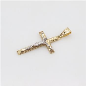 14kt Two Tone Gold Cross Pendant