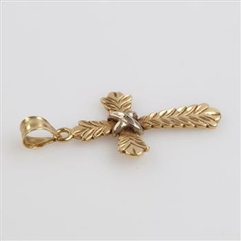 14kt Two Tone Gold Cross Pendant