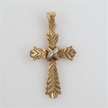 14kt Two Tone Gold Cross Pendant