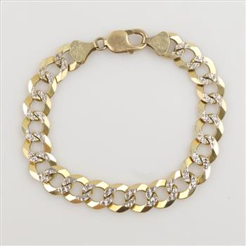 14kt Two Tone Gold Cuban Link Bracelet