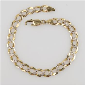 14kt Two Tone Gold Curb Link Bracelet