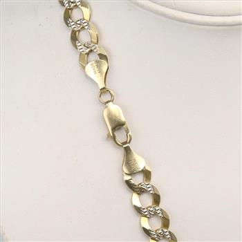 14kt Two Tone Gold Curb Link Necklace-Evaluated By Our Certified Gemologist-AGS/GIA