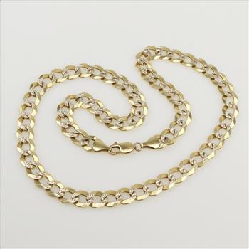 14kt Two Tone Gold Curb Link Necklace-Evaluated By Our Certified Gemologist-AGS/GIA